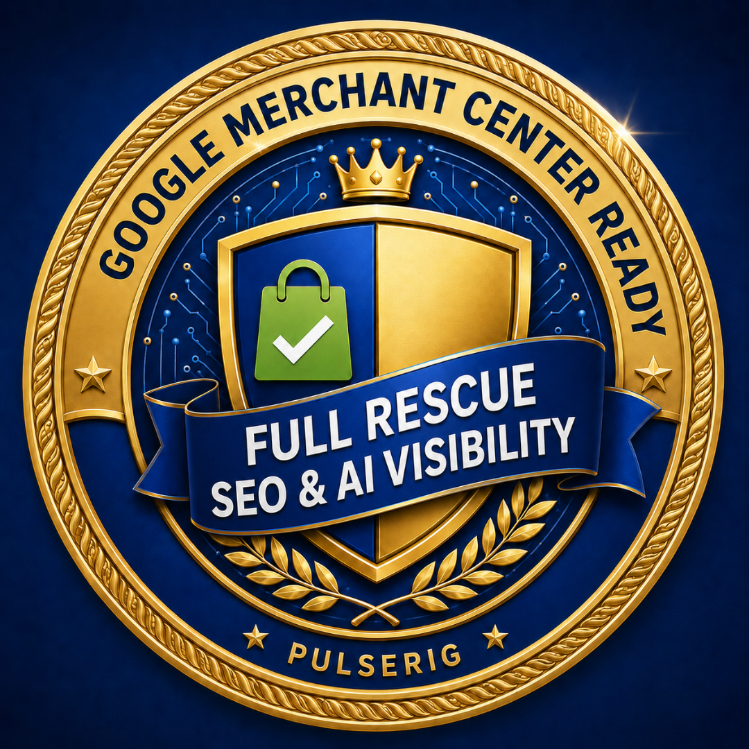 Full GMC and Microsoft Ads compliance repair with SEO and AI visibility — Pulserig Full Rescue